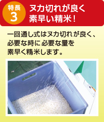 楽々操作に安心機能!マイコン制御でお米がなくなると、自動停止します。