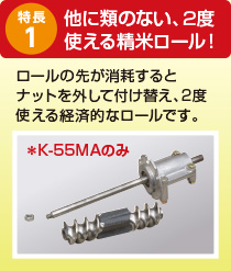 他に類のない2度使える精米ロール